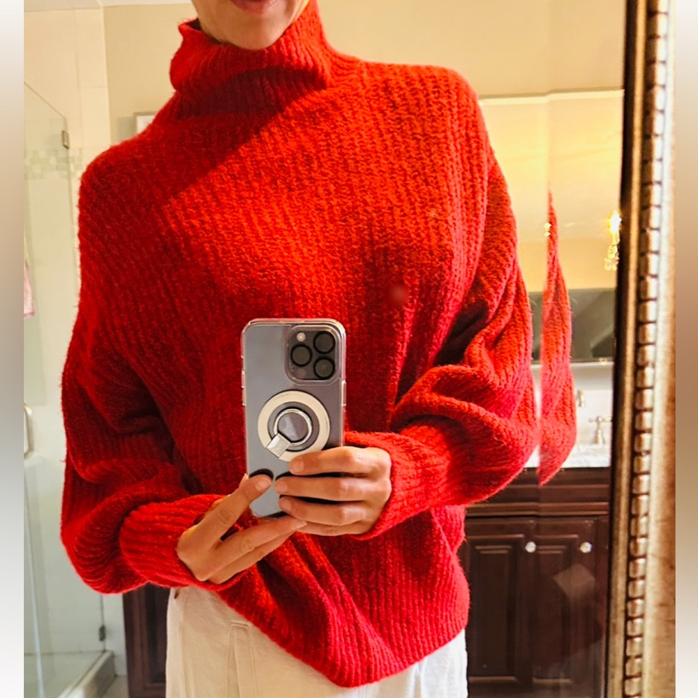 Express Sweater Size Small Red Turtleneck - image 1
